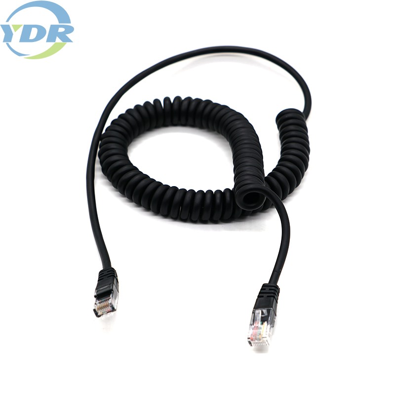 Spring Spring RJ45 Patch Kord Penuaan Rintangan Ethernet CAT6 UTP Spiral Coiled Wire Communication Cable