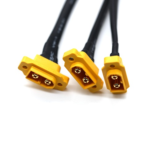 XT60E1ï¼ M Panel Mounted Wiring Harness UL3135 10AWG Dengan Heat Shrink Tube